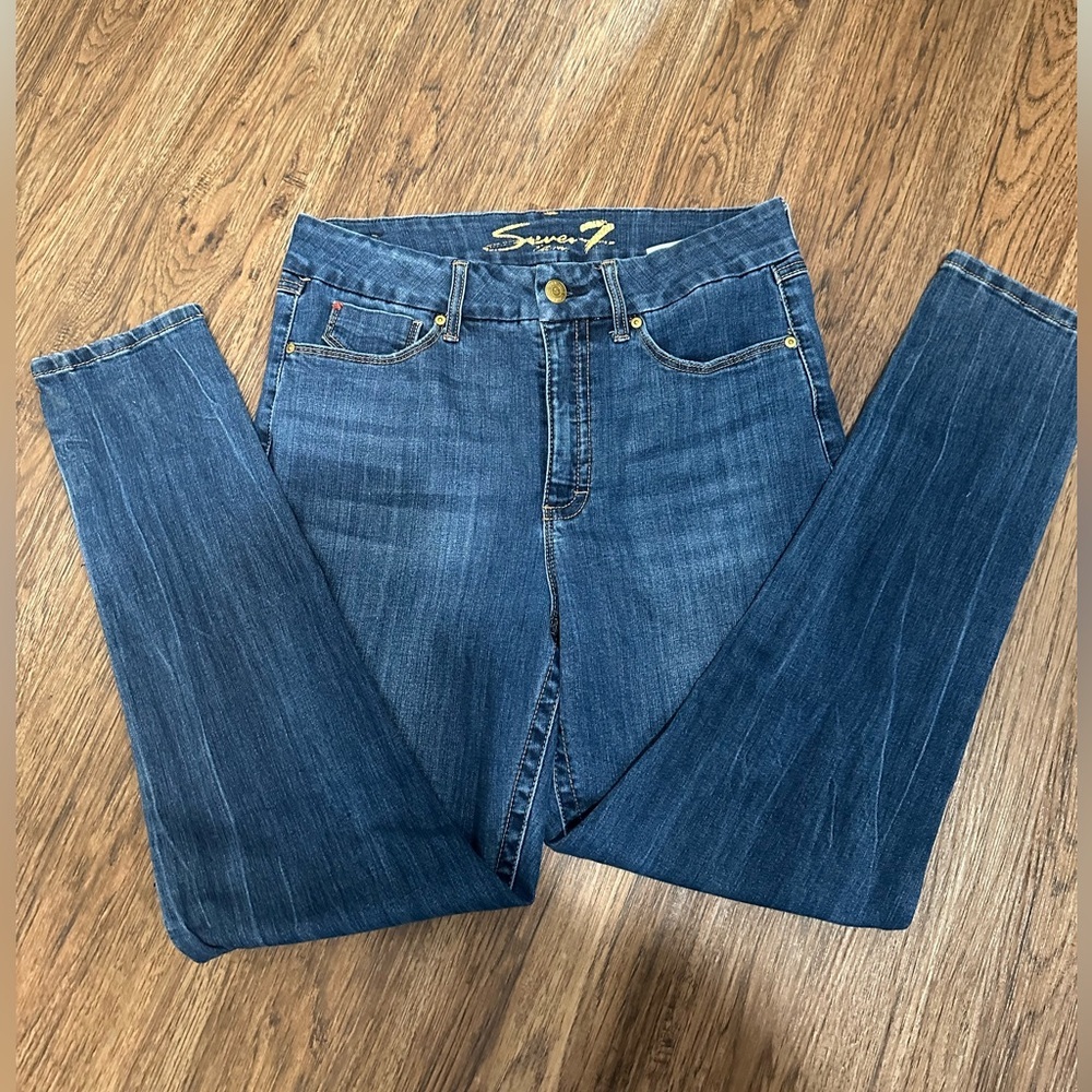 Seven7 Women's Dark Blue Stretch Jeans